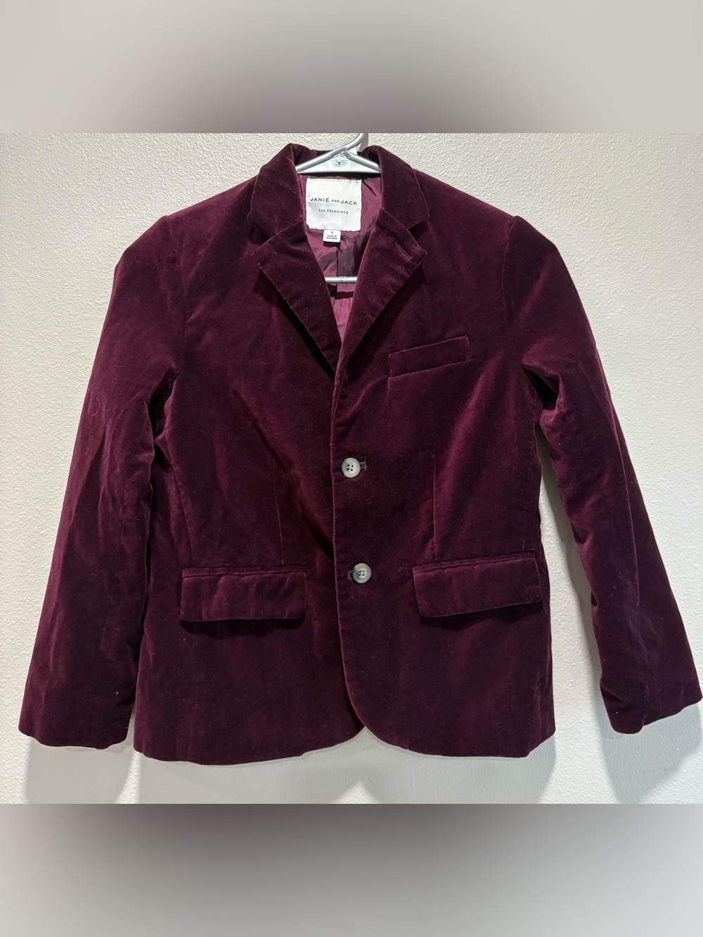 Janie and Jack Boys' Burgundy Velvet Blazer size 8